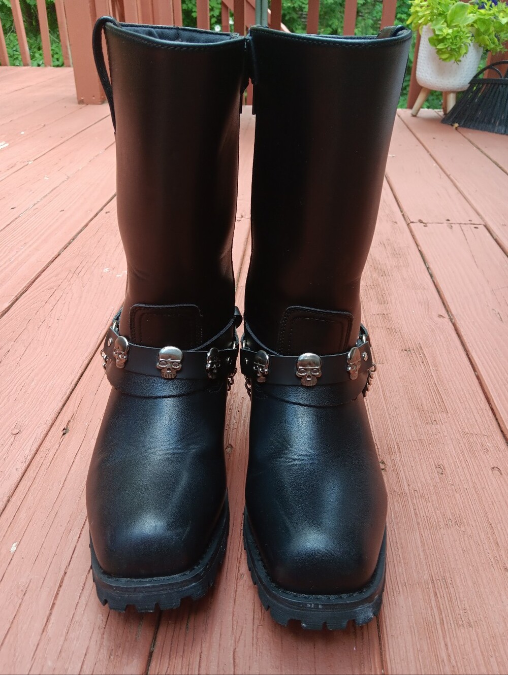 Men's Black Leather Harley-Davidson Mid Calf Boots